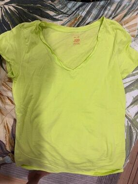 Joe Fresh Neon Lime V-Neck Short Sleeve Tee